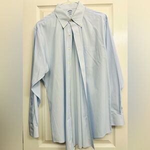 BROOKS BROTHERS Navy Pin Stripes Button Down 17 - 35 Slim Fit